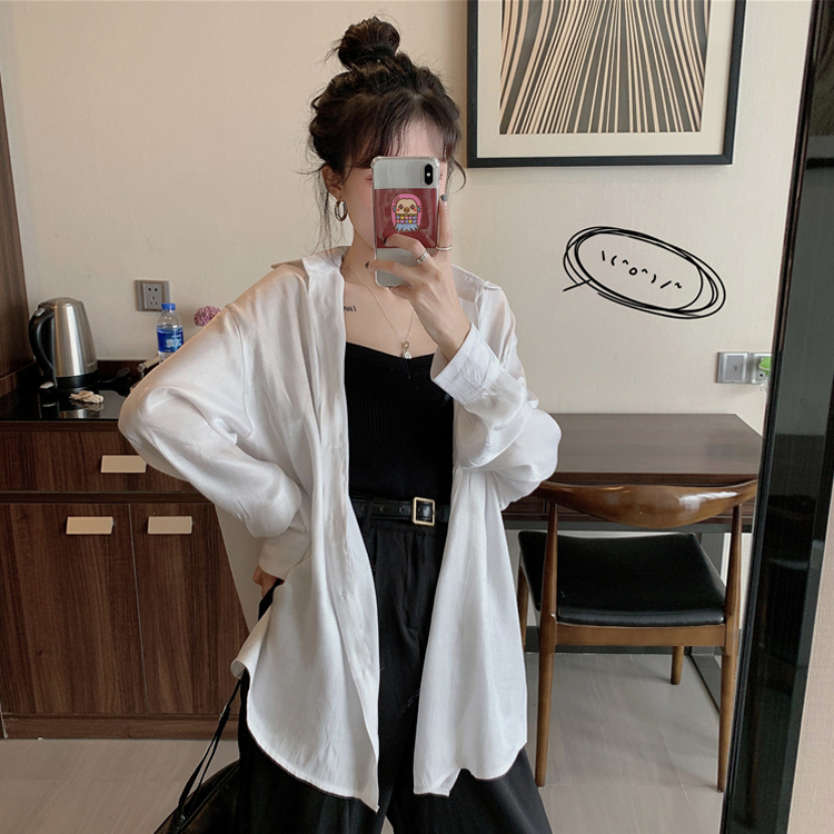 ブラウス ツヤ感 レディース 長袖 サテン 韓国 送料無料 ジョイフィール joyfeel