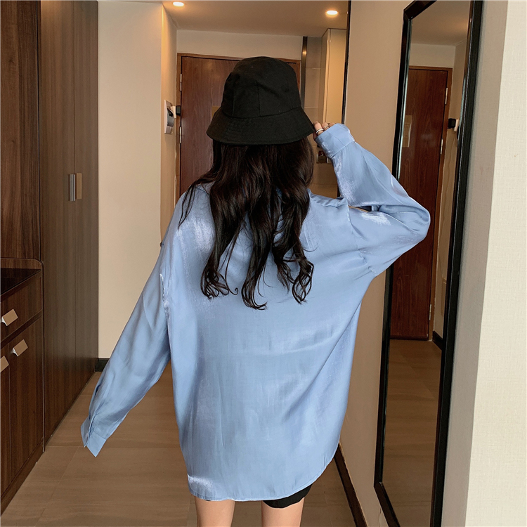 ブラウス ツヤ感 レディース 長袖 サテン 韓国 送料無料 ジョイフィール joyfeel