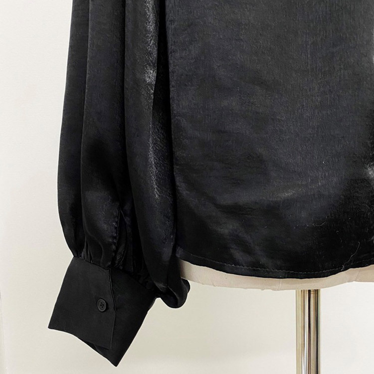 ブラウス サテン レディース 長袖 ボリューム袖 バルーンスリーブ 韓国 送料無料 ジョイフィール joyfeel