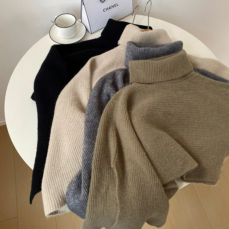 ケープ ニット ベスト タートルネック マント ポンチョ 韓国 Dazzle ダズル