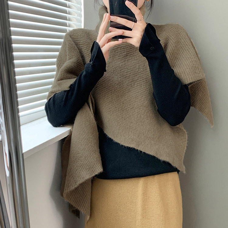 ケープ ニット ベスト タートルネック マント ポンチョ 韓国 Dazzle ダズル