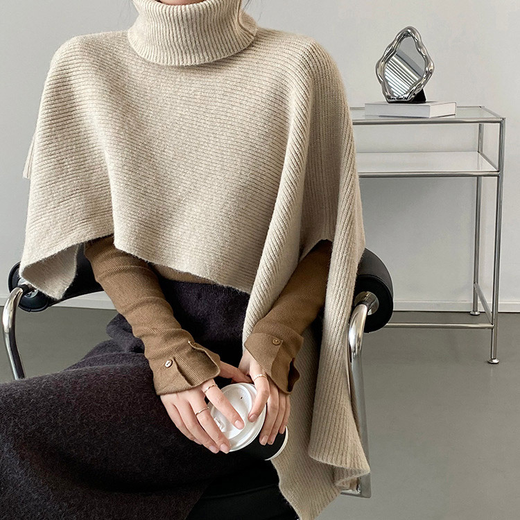 ケープ ニット ベスト タートルネック マント ポンチョ 韓国 Dazzle ダズル