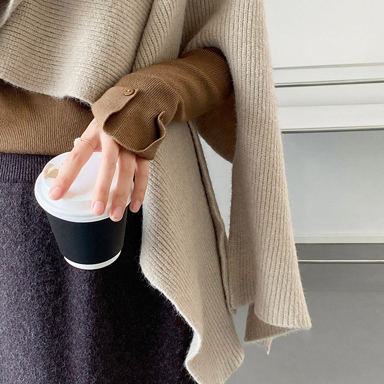 ケープ ニット ベスト タートルネック マント ポンチョ 韓国 Dazzle ダズル