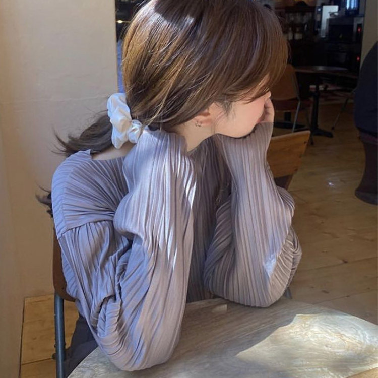 ブラウス レディース プリーツ エレガント きれい色 くすみカラー 韓国 送料無料 Dazzle ダズル