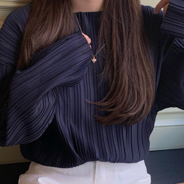 ブラウス レディース プリーツ エレガント きれい色 くすみカラー 韓国 送料無料 Dazzle ダズル