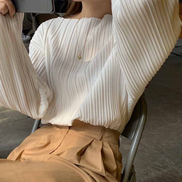 ブラウス レディース プリーツ エレガント きれい色 くすみカラー 韓国 送料無料 Dazzle ダズル