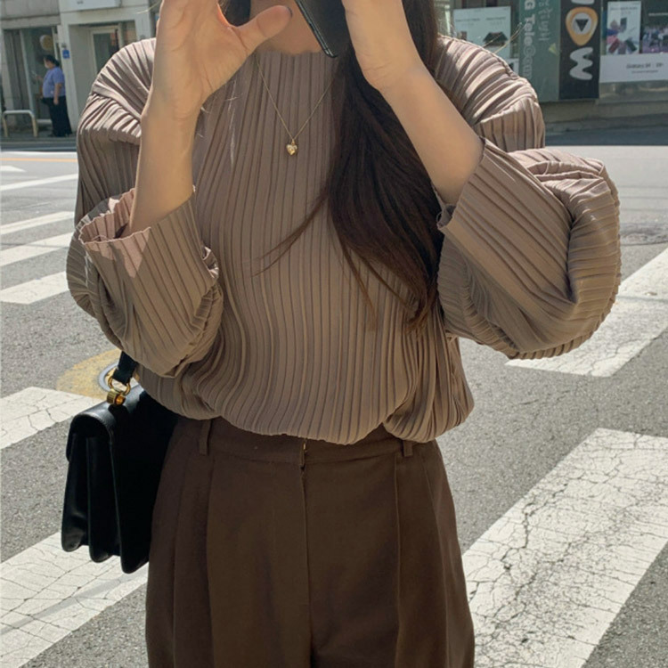 ブラウス レディース プリーツ エレガント きれい色 くすみカラー 韓国 送料無料 Dazzle ダズル