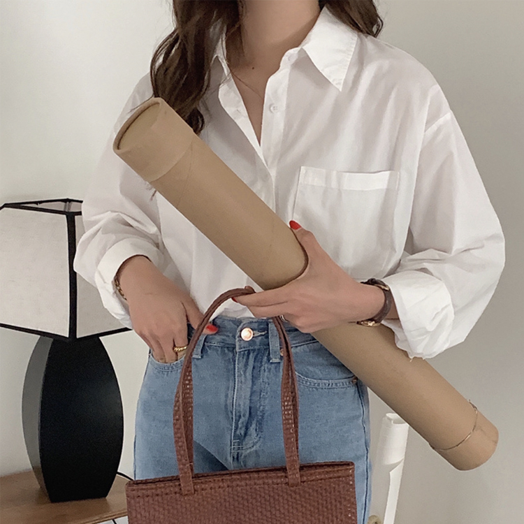 シャツ レディース ブラウス 長袖 ゆったり 無地 ユニセックス シンプル おしゃれ パウダーカラー ビックシルエット    イエロー  ジョイフィール joyfeel