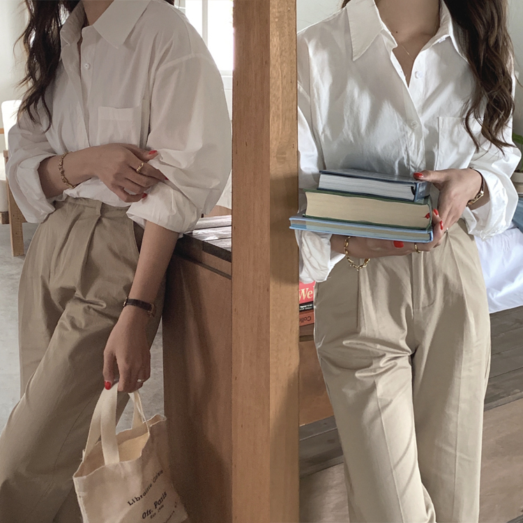 シャツ レディース ブラウス 長袖 ゆったり 無地 ユニセックス シンプル おしゃれ パウダーカラー ビックシルエット    イエロー  ジョイフィール joyfeel