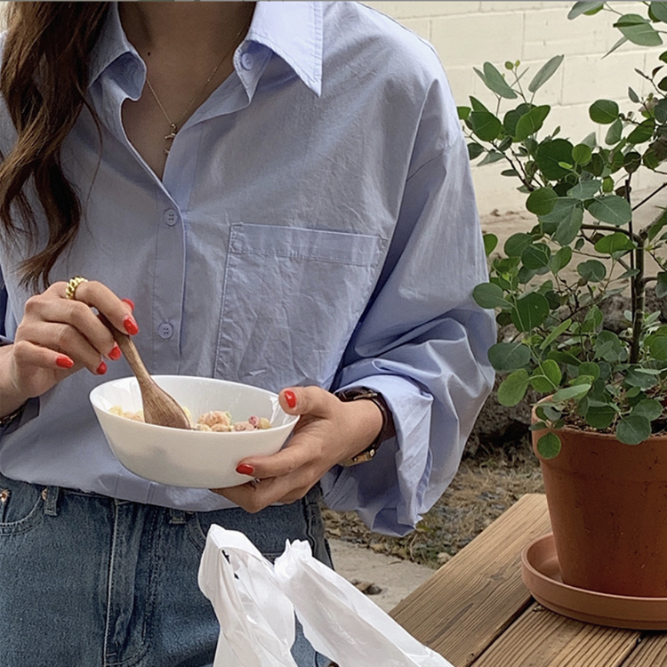 シャツ レディース ブラウス 長袖 ゆったり 無地 ユニセックス シンプル おしゃれ パウダーカラー ビックシルエット    イエロー  ジョイフィール joyfeel