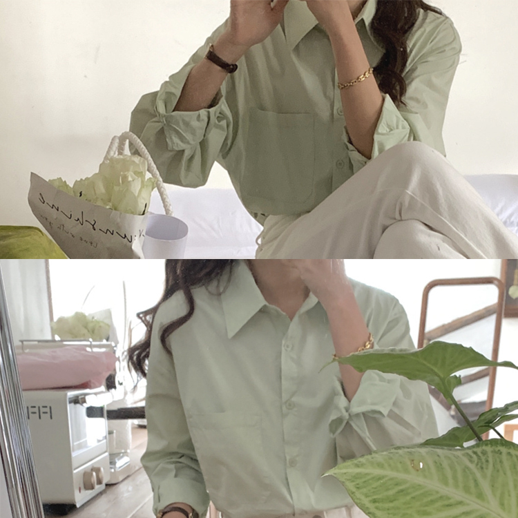 シャツ レディース ブラウス 長袖 ゆったり 無地 ユニセックス シンプル おしゃれ パウダーカラー ビックシルエット    イエロー  ジョイフィール joyfeel