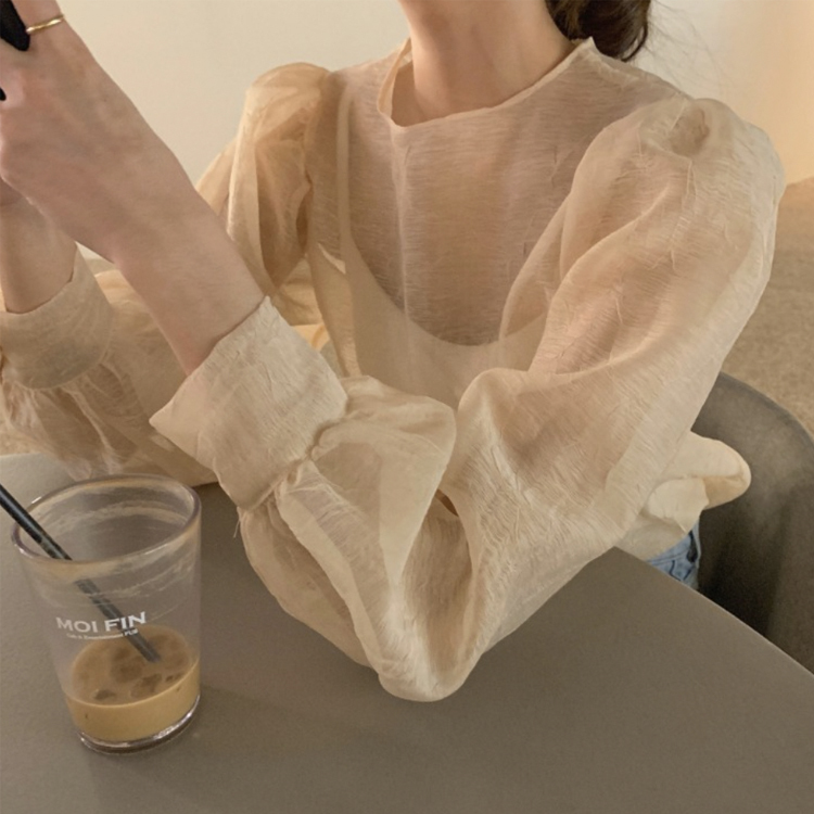 ブラウス レディース トップス 長袖 シアーブラウス すけ感 しわ ゆったり エレガント シアー シースルー エレガント おしゃれ フェミニン 春 夏 秋  ジョイフィール joyfeel