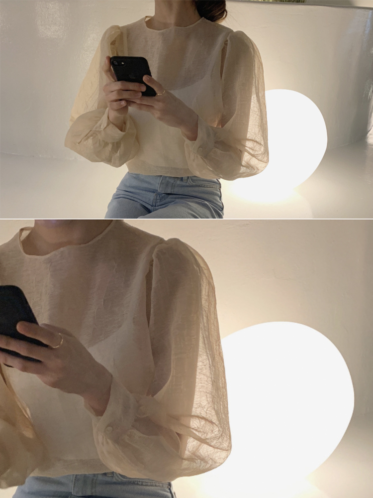 ブラウス レディース トップス 長袖 シアーブラウス すけ感 しわ ゆったり エレガント シアー シースルー エレガント おしゃれ フェミニン 春 夏 秋  ジョイフィール joyfeel