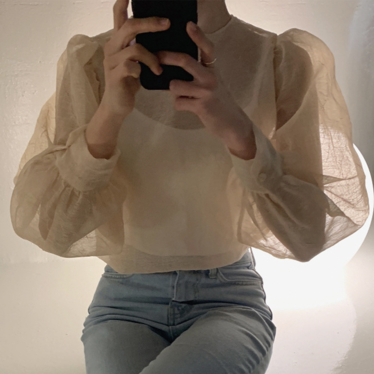 ブラウス レディース トップス 長袖 シアーブラウス すけ感 しわ ゆったり エレガント シアー シースルー エレガント おしゃれ フェミニン 春 夏 秋  ジョイフィール joyfeel