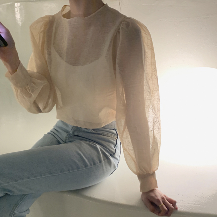 ブラウス レディース トップス 長袖 シアーブラウス すけ感 しわ ゆったり エレガント シアー シースルー エレガント おしゃれ フェミニン 春 夏 秋  ジョイフィール joyfeel