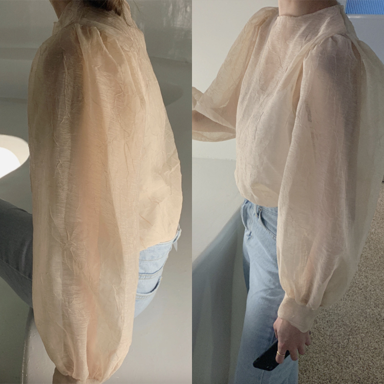 ブラウス レディース トップス 長袖 シアーブラウス すけ感 しわ ゆったり エレガント シアー シースルー エレガント おしゃれ フェミニン 春 夏 秋  ジョイフィール joyfeel