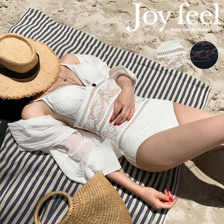 水着 ワンピース レース ビキニ 黒 白 ビーチウェア 体系カバー Dazzle ダズル