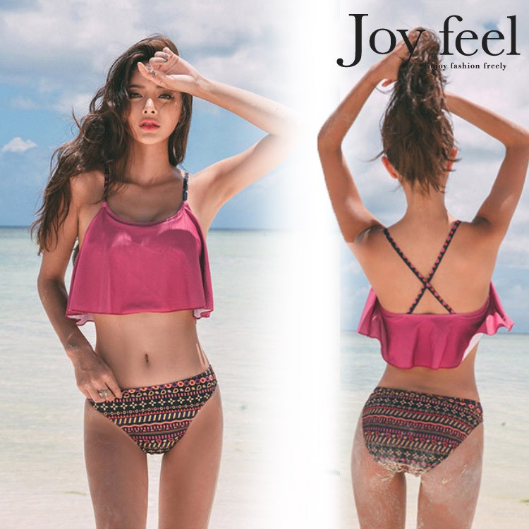 幅広フリルでバストアップ 体系カバーのビキニセット スポーツウエア 水着 ビキニ Dazzle