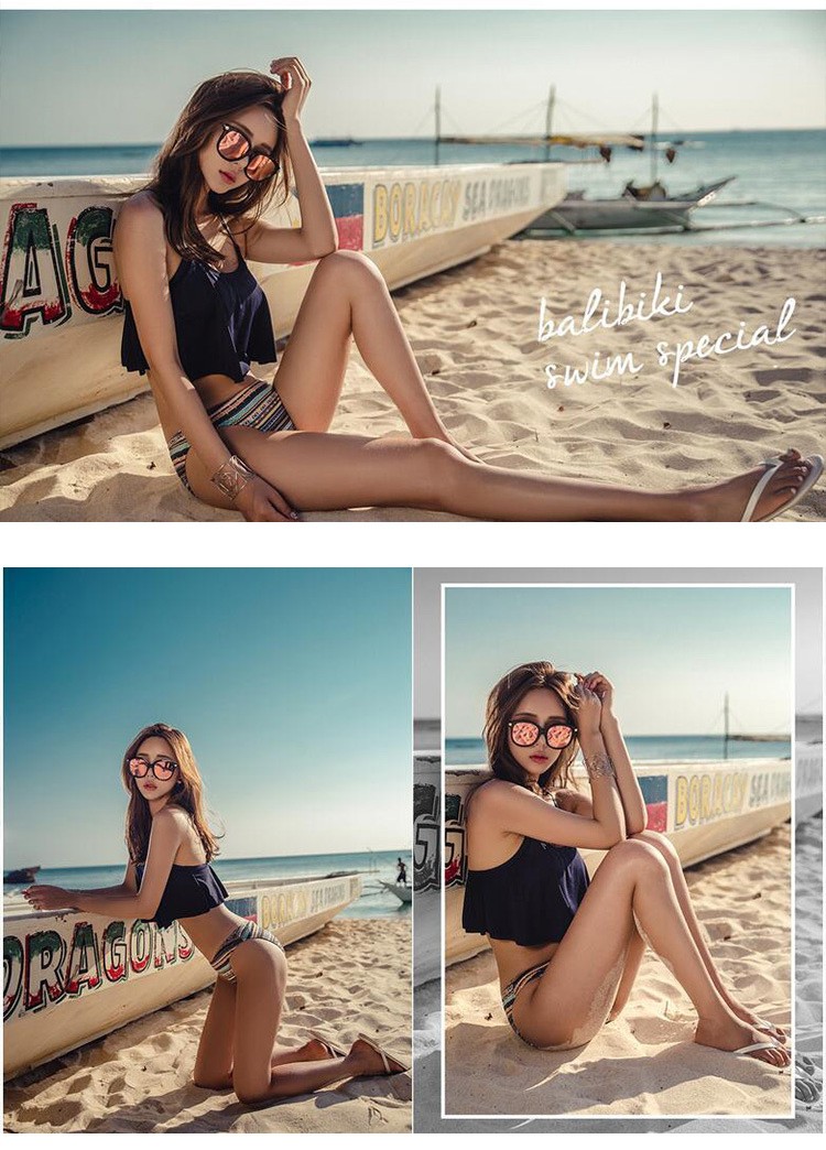 水着 ビキニ 2点セット カラフル 大人 ビーチウェア 体系カバー  レディース