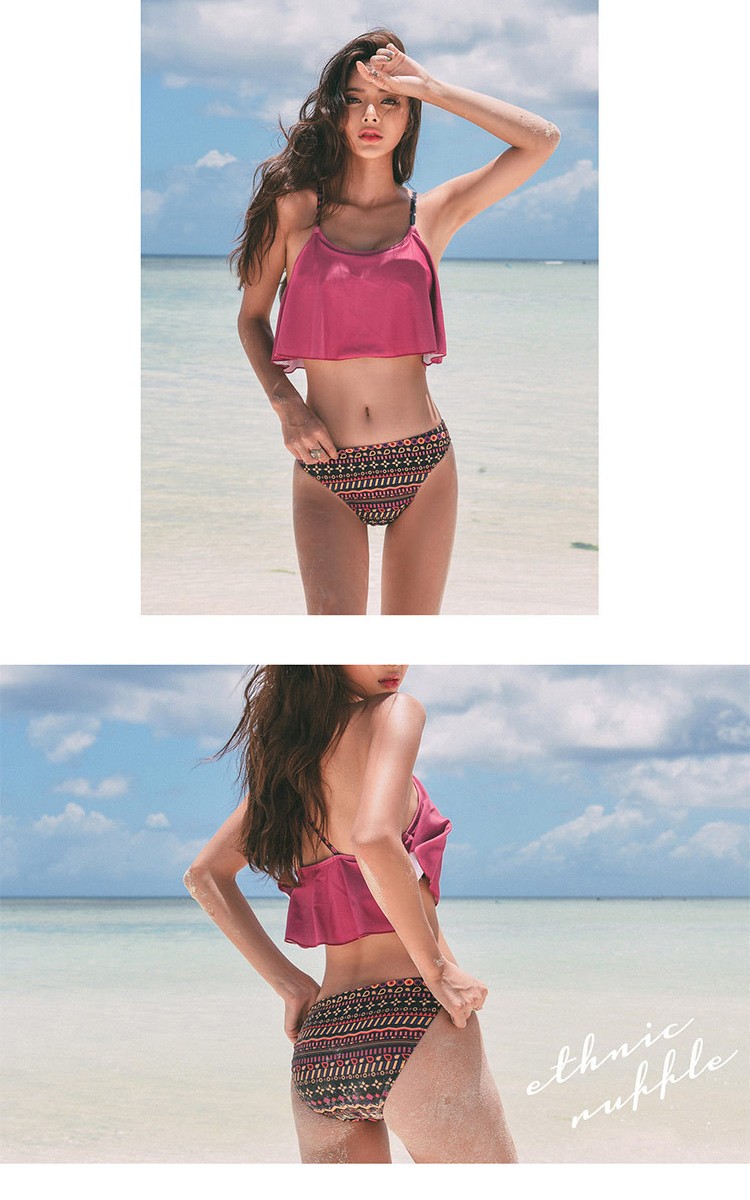 水着 ビキニ 2点セット カラフル 大人 ビーチウェア 体系カバー  レディース