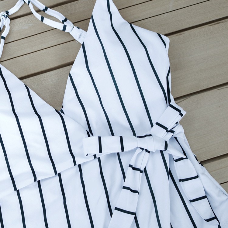 水着 ワンピース ブラジリアン ハイレグ ストライプ カシュクール 体系カバー