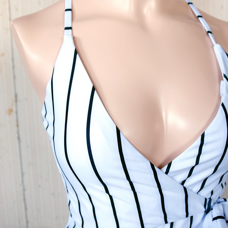 水着 ワンピース ブラジリアン ハイレグ ストライプ カシュクール 体系カバー