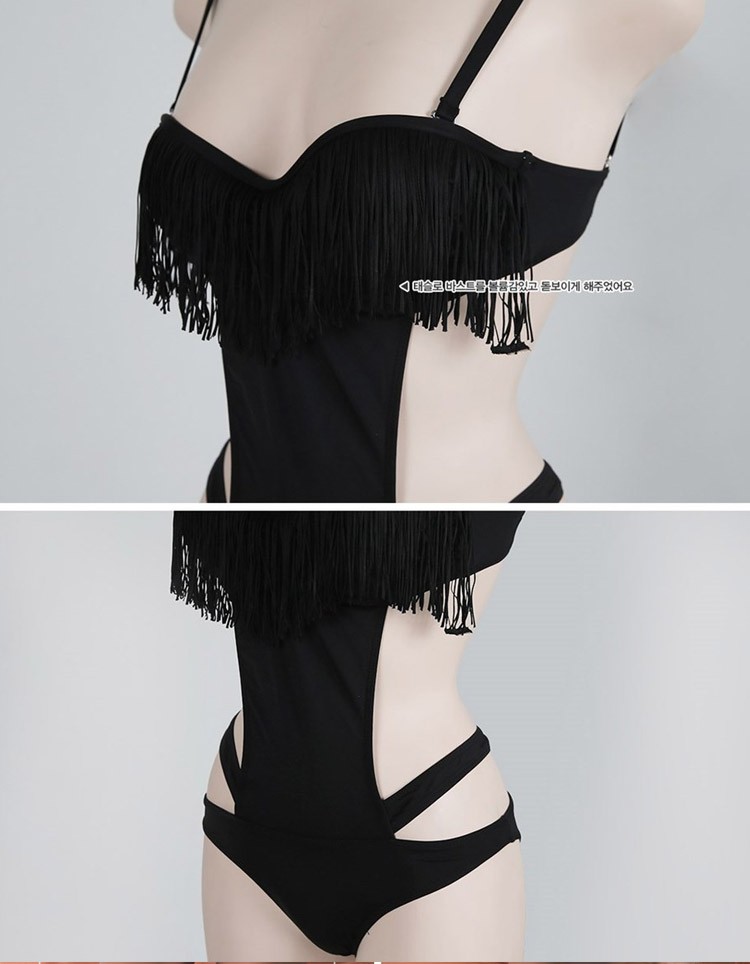 水着 ワンピース フリンジ カット セクシー 黒 モノキニ ビーチウェア 体系カバー Dazzle ダズル