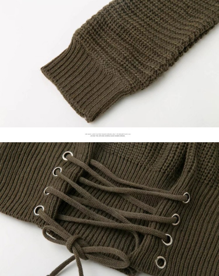 ニット レディース レースアップ ローゲージ 肩見せ 春 秋 Joyfeel ジョイフィール