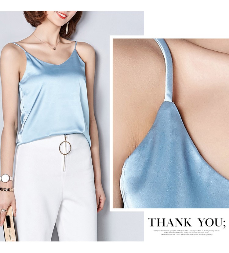 キャミソール トップス サテン ノースリーブ レディース