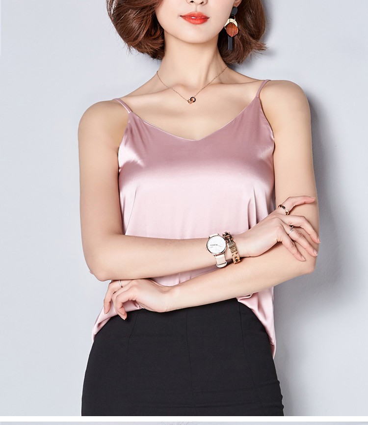 キャミソール トップス サテン ノースリーブ レディース