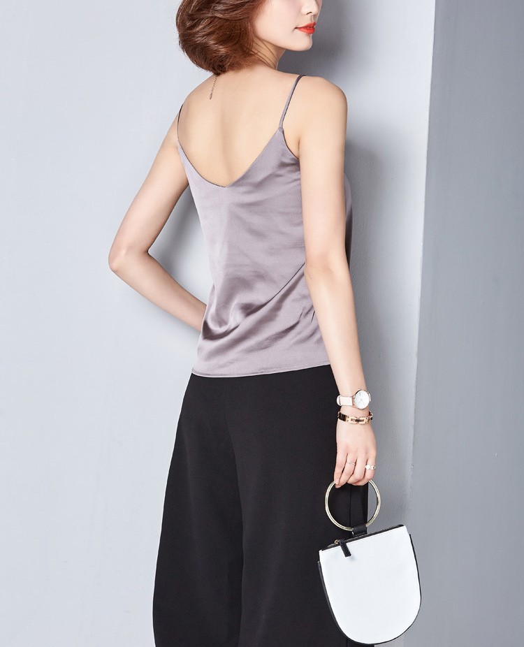 キャミソール トップス サテン ノースリーブ レディース