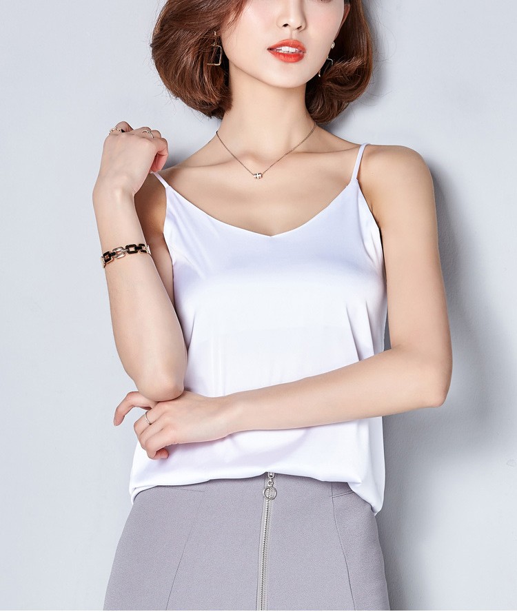 キャミソール トップス サテン ノースリーブ レディース
