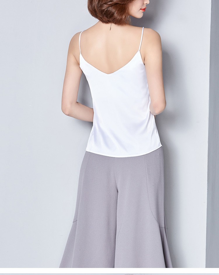 キャミソール トップス サテン ノースリーブ レディース