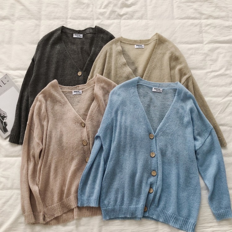 カーディガン モヘア ニット 薄手 レディース 韓国 レトロ レディース Dazzle ダズル