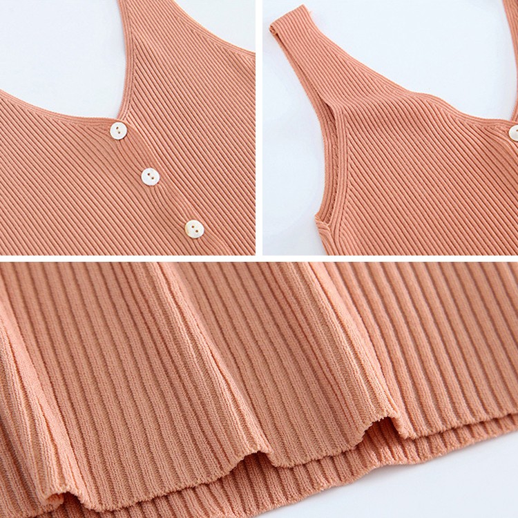ニット キャミソール フロントボタン トップス レディース 韓国ファッション ジョイフィール Joyfeel