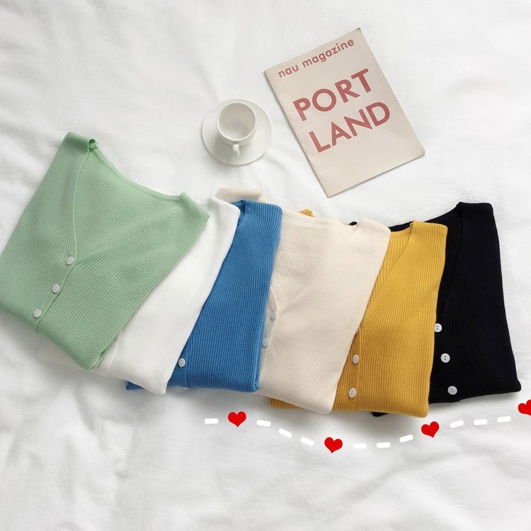 ニット カーディガン レディース 長袖 Vネック トップス 無地 黒 白 青 緑 黄 韓国 送料無料 Dazzle ダズル