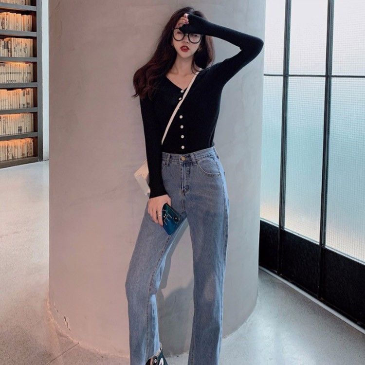 ニット カーディガン レディース 長袖 Vネック トップス 無地 黒 白 青 緑 黄 韓国 送料無料 Dazzle ダズル