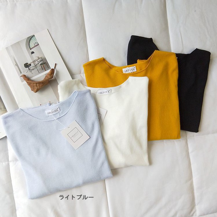 ニット 薄手 レディース 長袖 ヘムロール 韓国 Dazzle ダズル