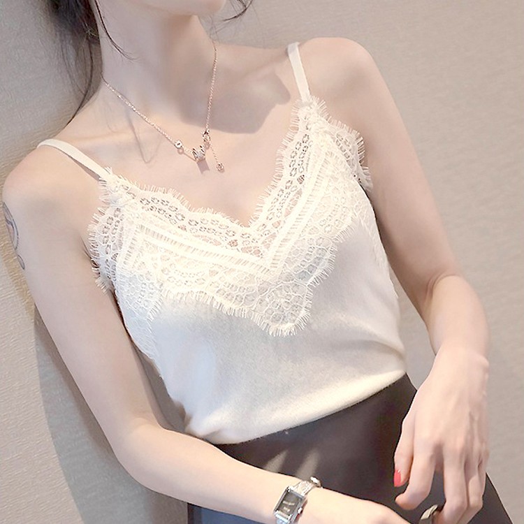 レース キャミソール レディース Vネック 無地 韓国ファッション 送料無料 Dazzle ダズル
