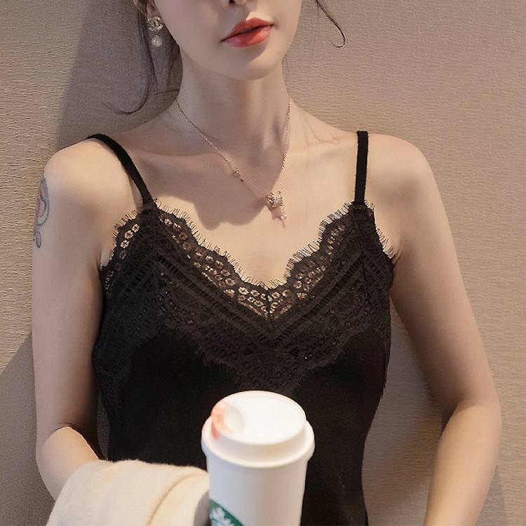 レース キャミソール レディース Vネック 無地 韓国ファッション 送料無料 Dazzle ダズル