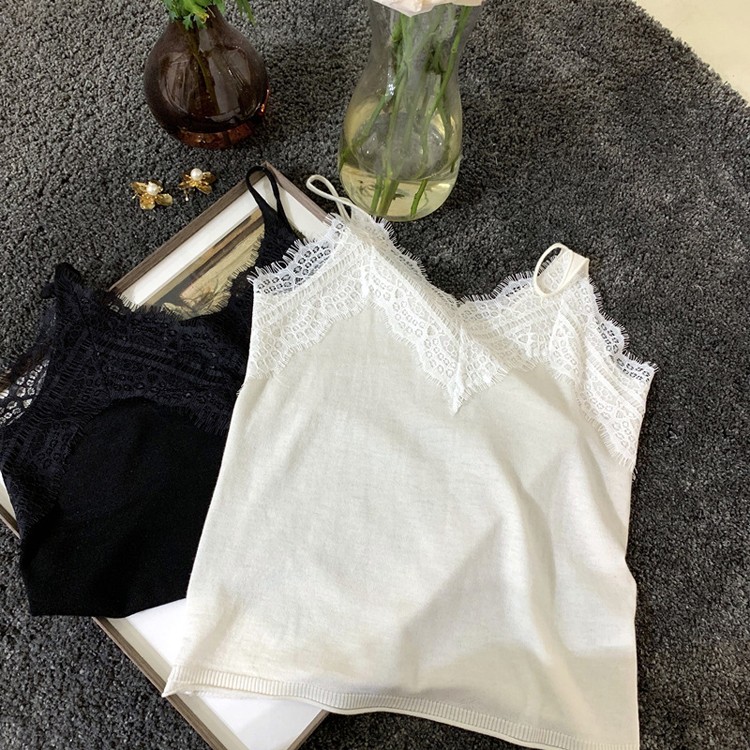 レース キャミソール レディース Vネック 無地 韓国ファッション 送料無料 Dazzle ダズル