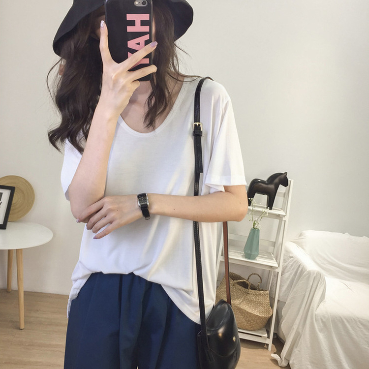 Tシャツ 半袖 レディース Uネック 韓国 送料無料 ジョイフィール joyfeel