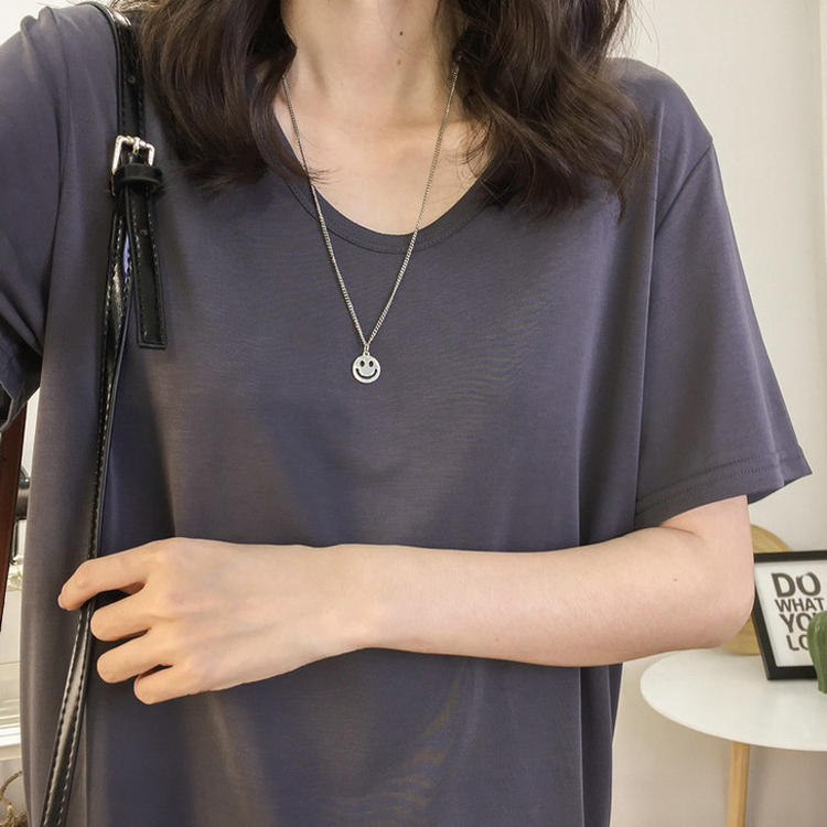 Tシャツ 半袖 レディース Uネック 韓国 送料無料 ジョイフィール joyfeel