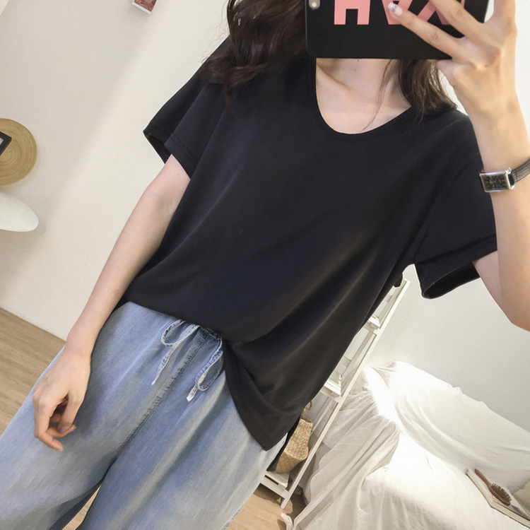 Tシャツ 半袖 レディース Uネック 韓国 送料無料 ジョイフィール joyfeel