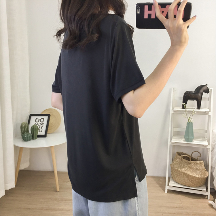 Tシャツ 半袖 レディース Uネック 韓国 送料無料 ジョイフィール joyfeel