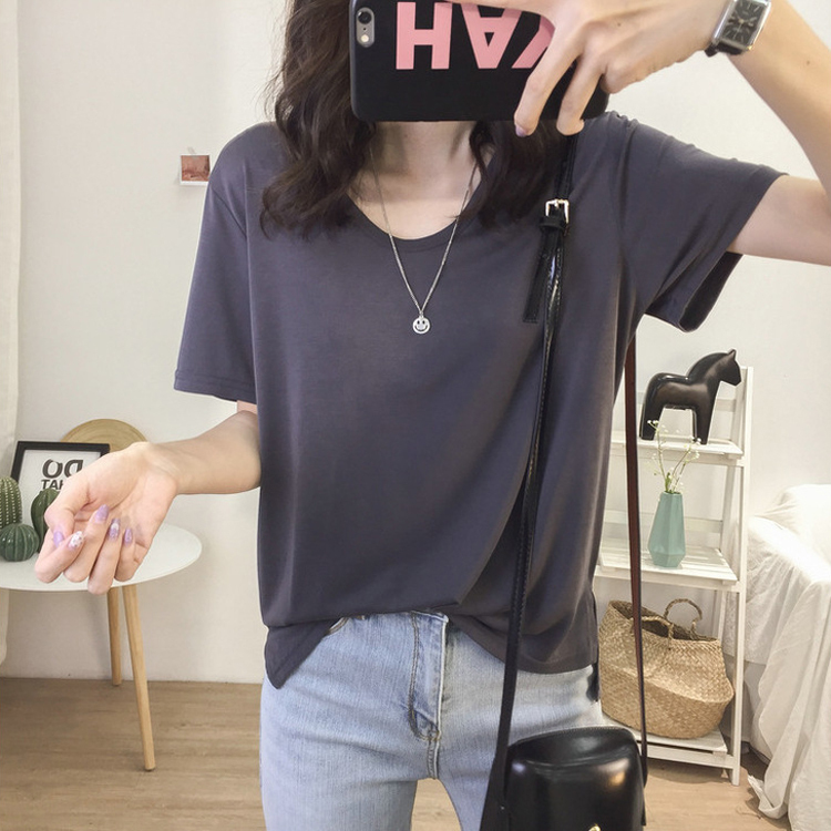 Tシャツ 半袖 レディース Uネック 韓国 送料無料 ジョイフィール joyfeel