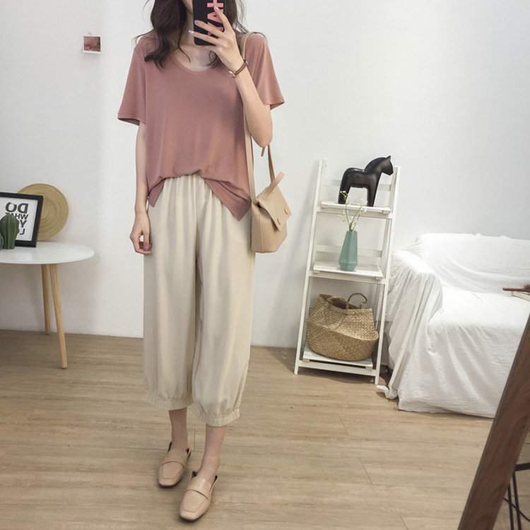 Tシャツ 半袖 レディース Uネック 韓国 送料無料 ジョイフィール joyfeel