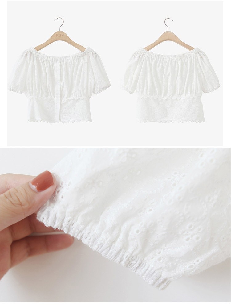 トップス レディース 鎖骨見せ オフショルダー コットン レース キャミソール 半袖 Dazzle ダズル