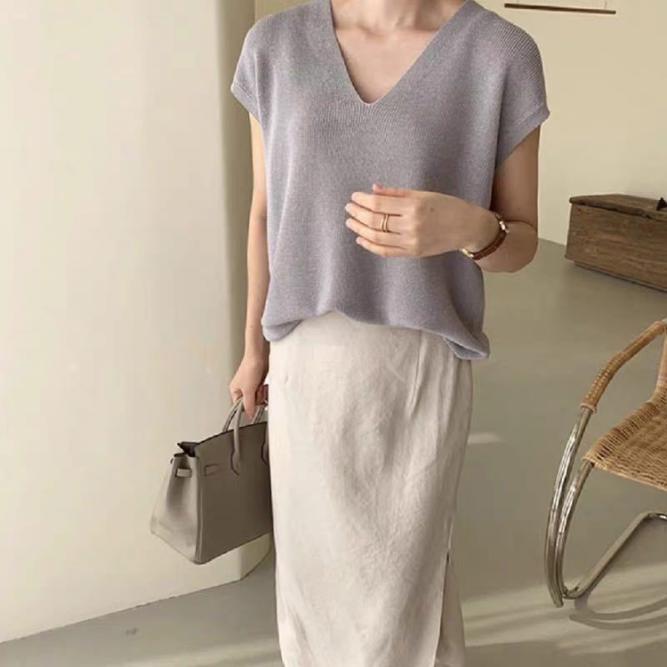 フレンチスリーブ ニット レディース トップス 韓国 送料無料 ジョイフィール joyfeel