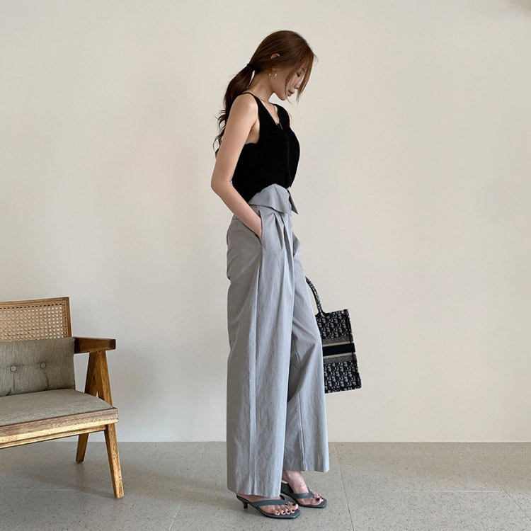 タンクトップ レディース 夏 ニット 薄手 ノースリーブ 韓国 Dazzle ダズル